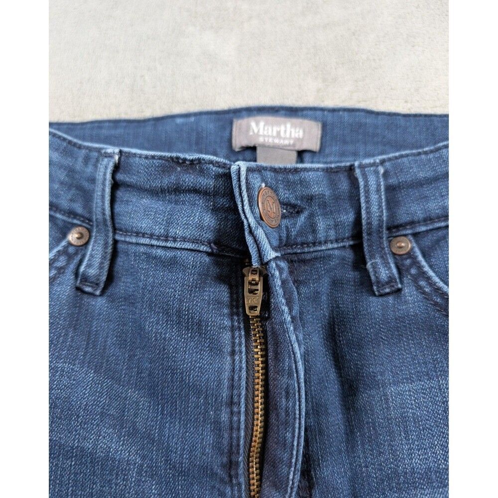 Martha Stewart Jeans Womens 10P Petite Skinny Ankle Blue Stretch Knee Patch - Picture 7 of 15